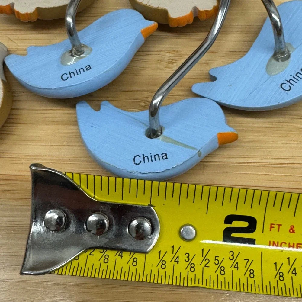 Owl and Blue Bird Shower Curtain Hooks Set of 12‎ Woodland Resin Kids Bathroom